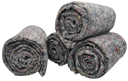 REDLACK - Lot de 4 Couvertures de Déménagement 150x200 cm – Protection Meubles Transport Stockage travaux – Textile Recyclé 350g/m² Gris