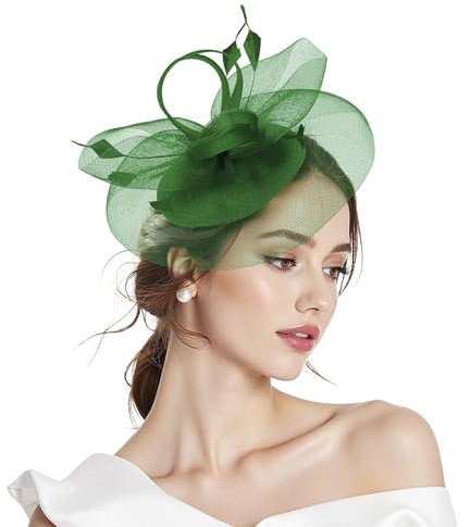 PONCEAU Fascinators Hat Women Elegant Satin Ribbon Feather Fascinator Headband Wedding Headpiece for Women, Royal Ascot, Cocktail Parties & Formal Events