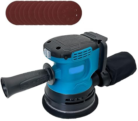 Levigatrice Orbitale 125MM Casuale Senza Fili 6 Velocità Variabili Con 12 Pezzi Di Carta Vetrata Aspiratore Polvere Levigatura Fine