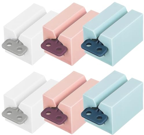 Mikinona 6 Pcs Toothpaste Dispensers Rolling Tube Squeezer in Pink White Blue Reusable PP Plastic Holders for Bathroom Compact Creams Squeezer with Dosage Control for Toothpaste and