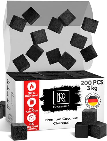 Premium Coconut Charcoal Cubes 3kg 25mm 200pcs | 100% Natural Coco Coal Cubes – NOT Quick Light M. ROSENFELD