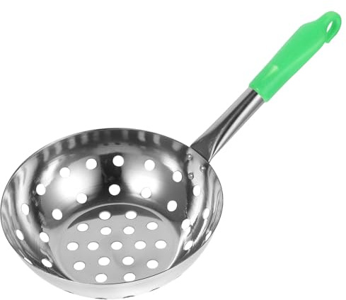 FIXOSHEE Cucchiaio Schiumarola in Acciaio Inox con Manico lungo Ergonomico, Scolapasta con Foro Scanalato per Pasta e Noodles, Utensile da Cucina Resistente per Uso Colore Casuale