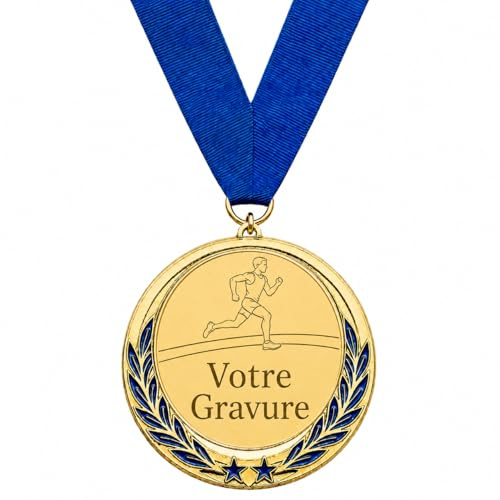 mabouteille.fr Médaille personnalisée Métal – Medailles olympiades Gravure Texte & Logo | Ruban au Choix [ Trophée Personnalisable Compétition & Événement ] (Or)