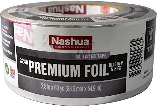 Nashua 324A/SI2560 324A Cold Weather Premium Foil Tape, 4.8 mil Thick, 60 yd. Length x 2-1/2 Width, Silver