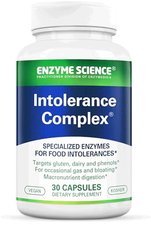 Enzyme Science Intolerance Complex, 30 Capsules Comprehensive Support for Common Digestive Sensitivities Gluten, Casein, Phenol Sensitivities, and Complex Carbohydrates Intolerance Relief