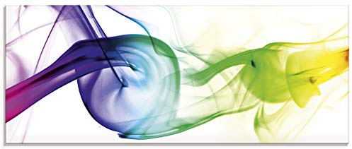ARTland Wanddeko Glasbilder Wandbild Glas Bild einteilig 125x50 cm Querformat Design Abstrakte Kunst Farben Muster Rauch Bunt T5QF