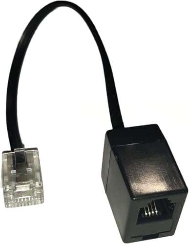 Dadusto 3 Stück Adapter von RJ45(8p4c) Stecker auf RJ11(6p4c)-Buchse/Kabel: 4-adrig flach und schwarz/Länge 0,15 m