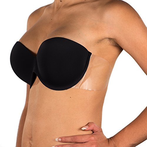 Baitang Winged Bra - Backless Strapless Invisible Adhesive Wings A to D Cup (D, Black)