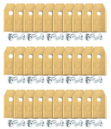 TIMESETL Cortacéspedes Cuchillas de Repuesto 30 Pzs Cuchilla de Repuesto 35x18x0,75 mm Cuchillas de Acero Inoxidable R40Li / R70Li Cuchilla de Titanio para Cortacésped Automower Husqvarna y Gardena
