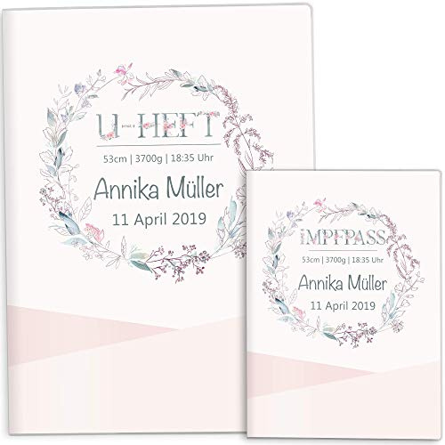 OLGS U-Heft und Impfpasshüllen Set Rehkitz | Untersuchungsheft und Impfpass Hülle, schöne Geschenkidee für Kidner personalisierbar mit Namen (Uhefthülle, Impfpasshülle personalisiert, ohne Motiv)