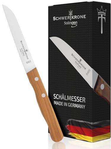 Schwertkrone® Gemüsemesser Premium [MADE IN SOLINGEN - GERMANY] - Schälmesser Obstmesser - Küchenmesser klein scharf - Schneidemesser Kartoffelschälmesser - Allzweckmesser (Klinge: 4 | 9,0 cm)