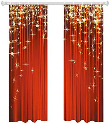 luckything 2 Weihnachts Gardinen Vorhänge, Weihnachtsthema Muster Fenster Vorhang, Für Wohnzimmer Schlafzimmer Zu Weihnachten Weihnachtsvorhänge Halbbeschattender Sonnenfester Polyestervorhang