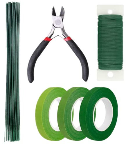 Wymaodan, kit per la composizione floreale, 6 strumenti per la composizione floreale, tra cui nastri e involucri floreali, tagliafili floreali, fili a stelo floreale, per bouquet fai da te (6 pezzi)