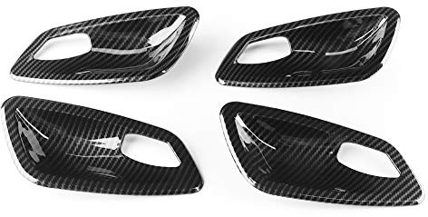 4pcs Interior Door Handle Bowl, Carbon Fiber Texture Interior Door Handle Bowl Trim Cover Fit for E90 3 Series 2005-2012