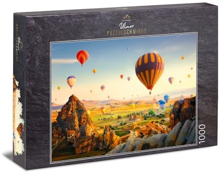 Ulmer Puzzleschmiede - Puzzle „Märchenreise“ - Klassisches 1000 Teile Puzzle – Puzzlemotiv aus Kappadokien in der Türkei mit den berühmten Heißluftballons -malerisches Landschaftspuzzle
