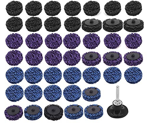 Yuhtech Disco de Limpieza, 46 Piezas 2 Pulgada 50mm Muela Abrasiva de Limpieza en Esmerilado y Pulido Rueda de Disco Abrasivo Discos Abrasivos Disco de Rueda Abrasiva, con 1 Soporte