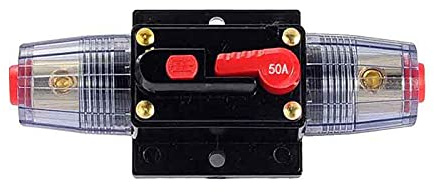 Auto Leistungsschalter,DC12-48V Kfz Sicherung,Sicherungshalter mit Manuellem Reset,Sicherungshalter für Car Audio Solar Inverter Systemschutz Fuse Holder 10x4.2x4.3cm (50A)