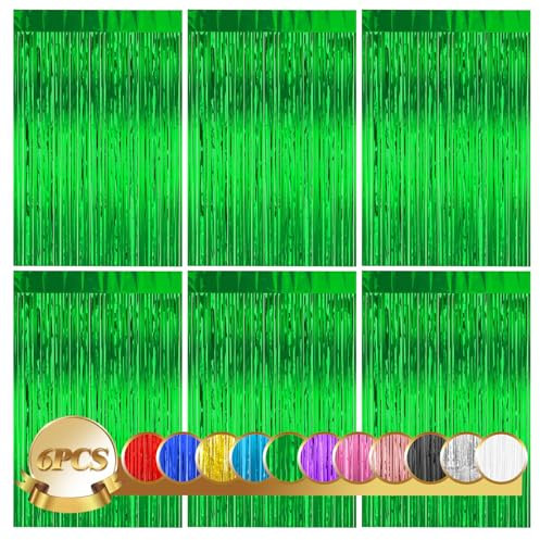 Daity Lametta Vorhänge 6pcs Glitzervorhang, 6pcs Glitzervorhang Fringe, Folienfransen Vorhang 1m x 2m für Geburtstage Festivals Party ​Bühnendekor