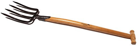 Damen-Spatengabel mit Bajonettzinken, Dülle 250x170 mm und lackiertem Eschen-T-Stiel (80 cm)