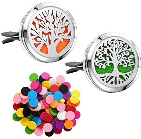Vicloon Car Aromatherapy Essential Oil Air Freshener 2pcs Vent Clip with 50 Refill Felt Pads for Office or Other Places