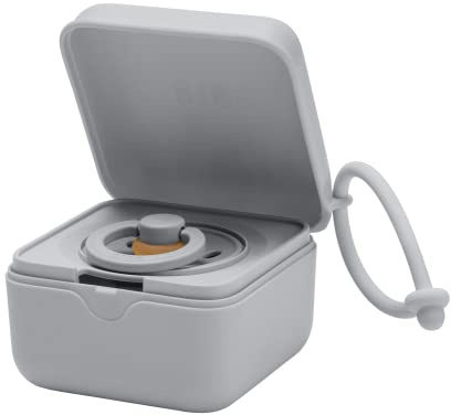 Caja con correa para chupete BIBS. Broche para chupete y caja esterilizadora. Material de calidad alimentaria libre de BPA 100%. Hecho en Dinamarca. Cloud