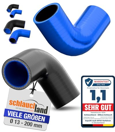 1 Stück | Silikonbogen 90° Grad ID-Ø 45mm schwarz 200°C | GROSSE AUSWAHL | Silikon-Schlauch Ladeluft-Schlauch LLK Kühler Schlauchbogen Turbo Kühlmittel Kühlwasser Ansaugung Gummi flexibel | PREMIUM