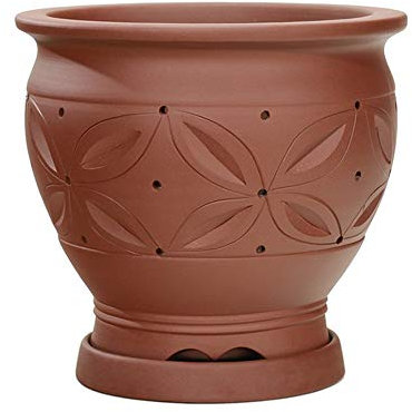 Pflanze Blumentopf Keramik Indoor Kaktus Orchidee Blumentöpfe Klassische Kreative Persönlichkeit Lila Sand Indoor Desktop Sukkulente Narzisse Blumentopf (Color : Red Brick, Size : 23.5CM*20.5CM)