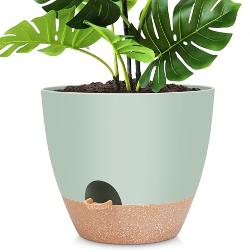 YNNICO 12 inch Large Self Watering Plant Pots, Flower Pots Planters with Multi Mesh Drainage Holes for Indoor Outdoor Garden Plants and Flowers