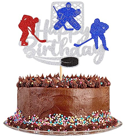 Blumomon 1 x Hockey-Kuchenaufsatz, Dekoration, Hockey-Cupcake-Topper, Hockeyspieler, Kuchendekorationen für Hockey-Thema, Mann, Jungen, Mädchen, Geburtstagskuchendekoration