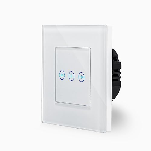 POINT Touch Rollladenschalter Hoch/Runter 1-Fach im Glasrahmen in weiß 2-Weg Glas Berührungs Wandschalter zum schalten von Rollläden, Markiesen, Jalousienen Luxus-Time