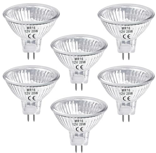 LedWekei Lampadine alogene Gu5.3, lampadina alogena mr16 12v 20w, lampadine alogene dimmerabili 2700K (confezione da 6)