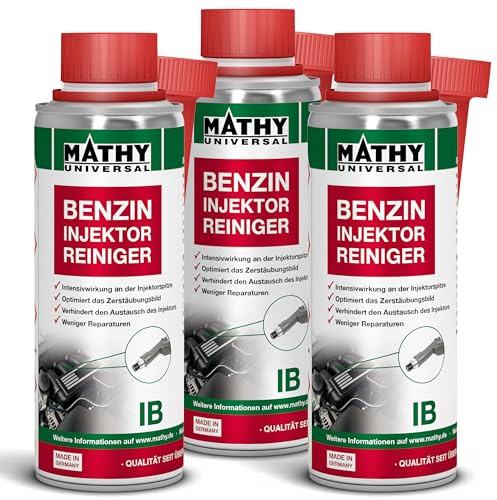 MATHY-IB Benzin Injektor Reiniger, 3 x 200ml, Hochwirksames Benzinadditiv | Benzinmotor Additiv zur Einspritzdüsen Reinigung, Kraftstoffadditiv für Injektoren, Zusatz verbessert Kraftstoffverbrauch