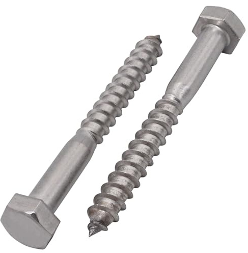 SKIR'CO (10 Stück) A2 Edelstahl Sechskant Holzschrauben M8 x 70 mm, DIN 571 Sechskantschrauben, Zugschrauben