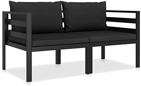 Rantry Gartenmöbel Set 2-TLG. mit Auflagen Gartensofa Balkonmöbel Lounge Sofa Modular Gartenlounge Sofa Ecklounge Ecksofa Sitzgruppe für Balkon, Garten Aluminium Anthrazit