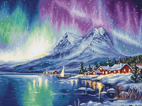 Luca-S Petit Point Kit Northern Light, G705, Räknat korsstygnskit för vuxna, handarbete och broderikit