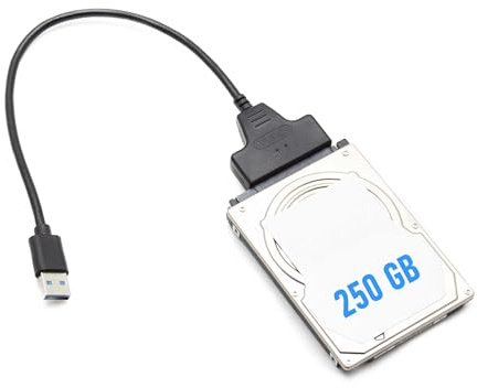 SIMPLETEK - HDD Hard Disk Esterno da 250GB con Convertitore USB 3.0 to SATA 2,5 | External Hard Drive | Velocità 5Gbps Plug And Play Multipiattaforma