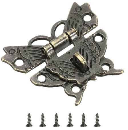 QUARKZMAN Antike Verschlüsse Schmetterling, Retro Schnappverschluss mit Schrauben Vintage Haspelschloss Schnalle für Holzkisten Truhen Koffer Schrankhaspel Schmuckschatulle