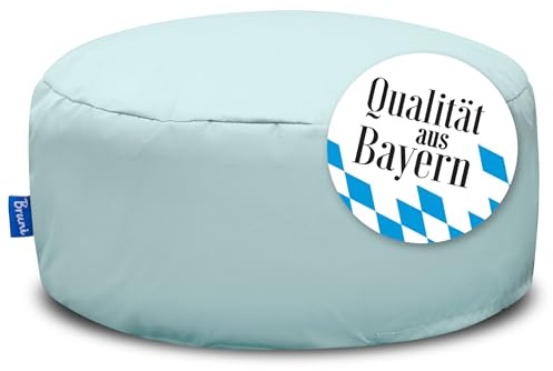 Bruni Pouf Sittpall M i isgrå – rund sittpuff, inomhus och utomhus som fotpall, yogasittdyna, meditationskudde, tillverkad i Tyskland
