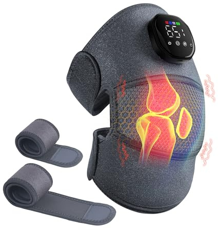 Eniosvar Kniemassagegerät mit Wärme und Vibration, 3-in-1-Heizkissen für Knie Schulter Ellenbogen, Tragbare Kabellose Beheizte Kniebandage für Arthritis (Größe A)