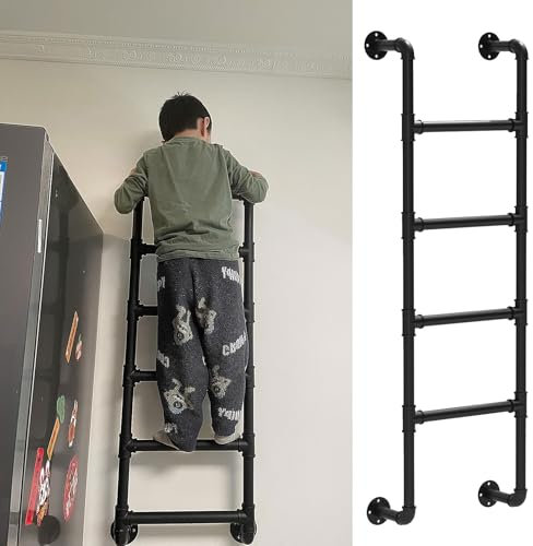 Escalera universal de hierro para ventana de metal negro para cama alta, cubierta exterior, apartamentos, altillo de ático, escalera de 3,3 m de altura (130 cm)