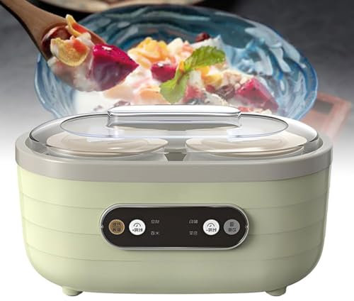 HLGKBY Pequeña máquina de Hacer Yogur Multifuncional, pequeña máquina automática de Vino de arroz Hecha en casa, con 2 Tazas Grandes y 6 pequeñas para postres caseros Frescos y saludables