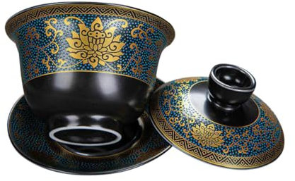 Cabilock Taza Gaiwán Tradicional De Cerámica Con Tapa Elegante Para Preparar Té Al Estilo Chino Decorativa y Retro Para Hogar y De Té
