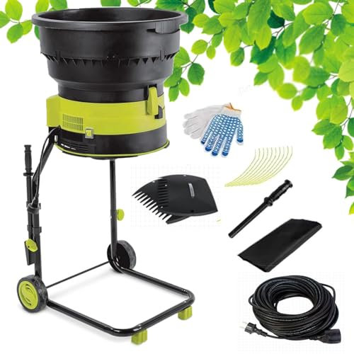 208L/min Automatic Compost Shredder, 2500W Portable Garden Leaf Crusher, 8000rpm Electric Chipper with Wheel, 17:1 Crushing Ratio&54CM Funnel Diameter, with 50m Power Cord, for Yard Cleanup, Compost