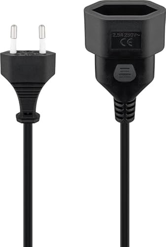 GigaBlue Stromkabel Verlängerung 2 polig Euro Netzkabel Eurostecker Typ C universelles Eurokabel Flachstecker Schwarz Verlängerungskabel 2m