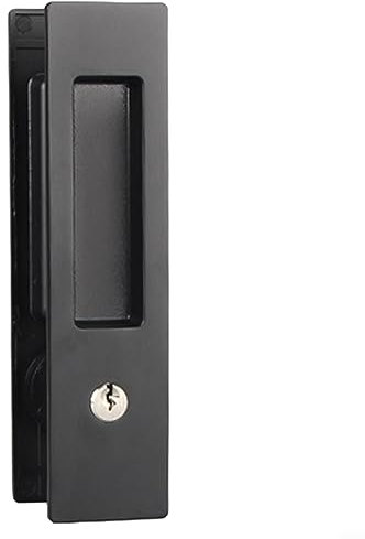 Serratura per porta a tasca, in lega di zinco, serratura per porta scorrevole con cilindro in rame e viti, per porte da 35 e 45 mm, sicurezza domestica (nero)