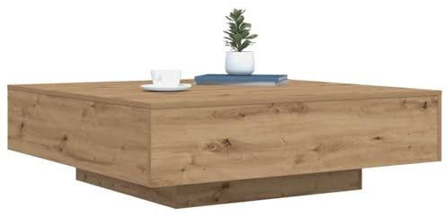 vidaXL Mesa de café con Luces LED Roble Artisan 100 x 100 x 31 cm