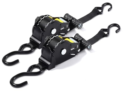 Sleeleece 2 Stück Automatik Spanngurt mit S-Haken, Automatischer Spanngurtaufroller 3 m x 25 mm, 680KG/1500LBS, Einziehbare Spanngurte mit Ratsche für Motorrad, Kajak und LKW