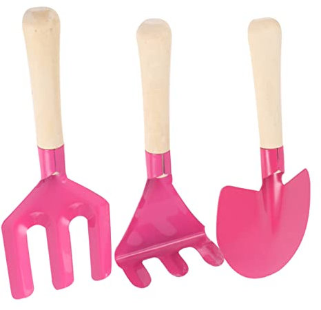 YARNOW 3 Stück Kinderstrand -Rechenset Werkzeug Mini-Rechen-Kit Gartengeräte für Bambus Rosa