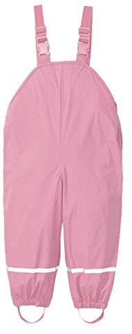 Kids Waterproof Trousers Rain Dungarees Boys Girls Waterproof Bib Overalls Rain Dungarees with Adjustable Braces Mud Proof Pants Outdoor Windproof Lightweight Play Cycling Rainwear for 1-6 Years Pink