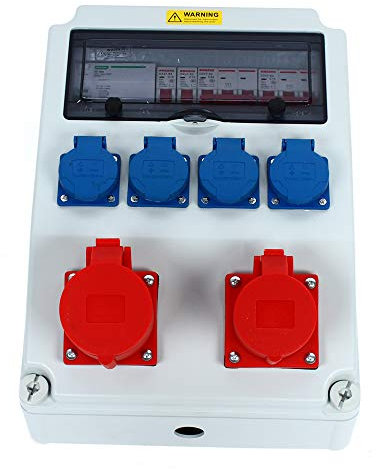 Elektrischer Verteilerschrank mit Leckstromschutz Wandmontierter Stromverteiler mit 1x 16A 5-poliger Steckdose und 1x 32A 5-poliger Steckdose, IP44-Schutzgrad für Stahlverarbeitung und Petrochemie